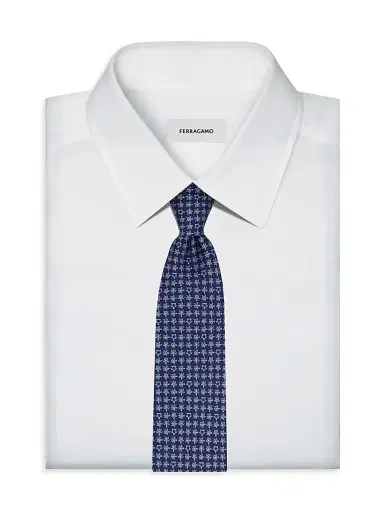 Ferragamo Men's Turtles Print Silk Tie - Navy | Thumbnail 2