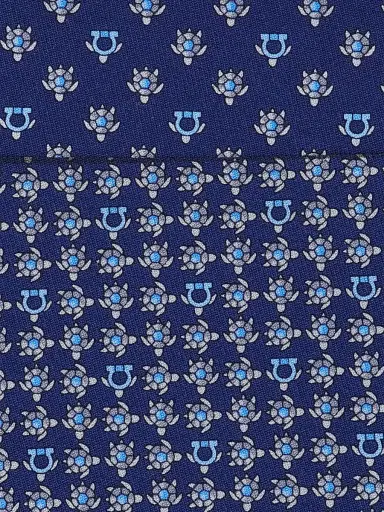 Ferragamo Men's Turtles Print Silk Tie - Navy | Thumbnail 4