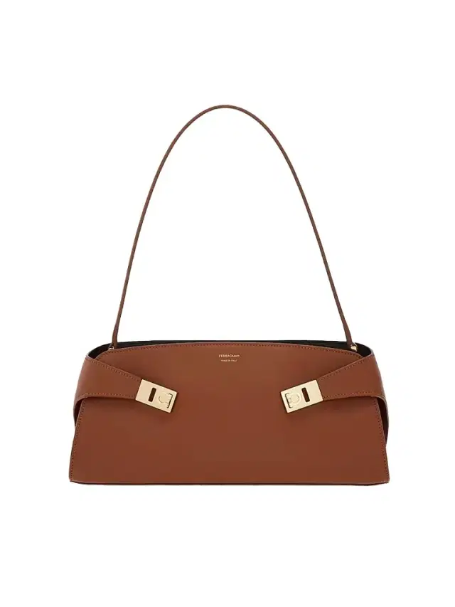 FERRAGAMO Women's East-West Hug Leather Shoulder Bag - New Cognac