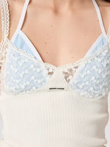 Miu Miu Women's Cotton and Lace Top - White | Thumbnail 5 Miu Miu Women's Cotton and Lace Top - White | Thumbnail 5