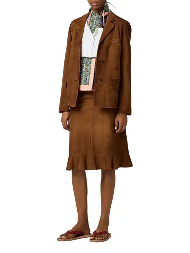 Miu Miu Women's Suede Jacket - Brown - Size 6 | Thumbnail 2