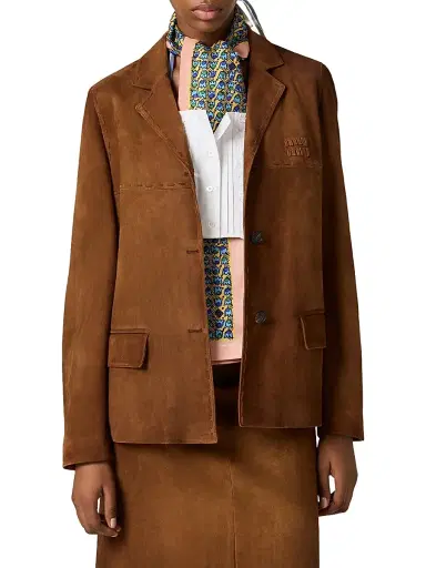Miu Miu Women's Suede Jacket - Brown - Size 6 | Thumbnail 3