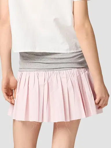 Miu Miu Women's Jersey and Poplin Skirt - Grey Pink - Size 6 | Thumbnail 3