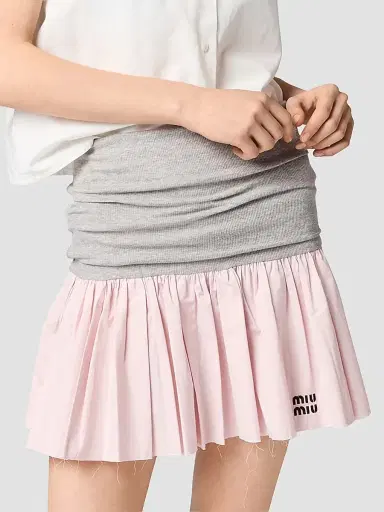 Miu Miu Women's Jersey and Poplin Skirt - Grey Pink - Size 6 | Thumbnail 4