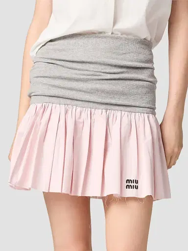 Miu Miu Women's Jersey and Poplin Skirt - Grey Pink - Size 6 | Thumbnail 5