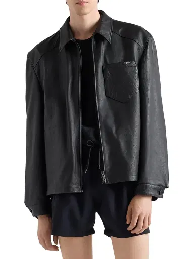 Prada Men's Nappa Leather Jacket - Black - Size 44 | Thumbnail 2 Prada Men's Nappa Leather Jacket - Black - Size 44 | Thumbnail 2