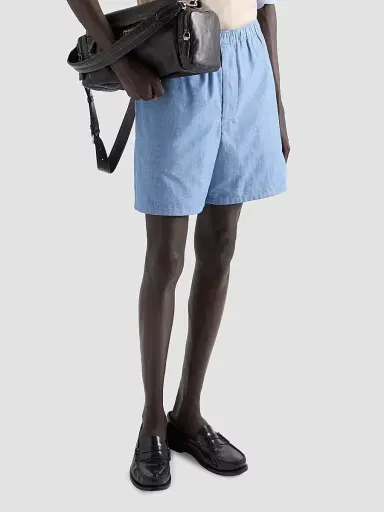 Prada Men's Chambray Bermuda Shorts - Blue | Thumbnail 3
