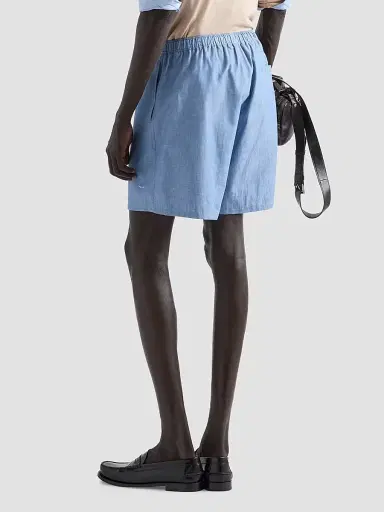 Prada Men's Chambray Bermuda Shorts - Blue | Thumbnail 4