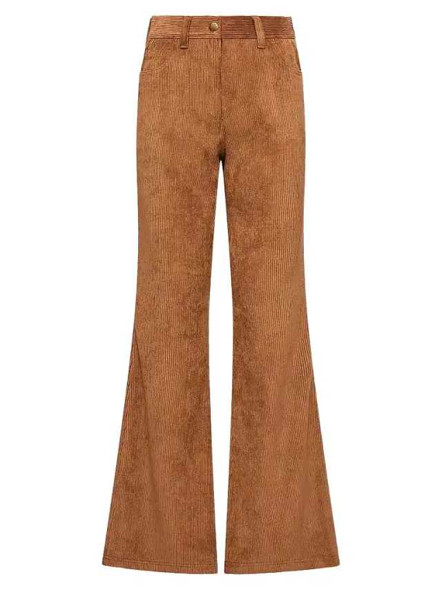 Moncler Women's Pants in Corduroy - Camel Beige