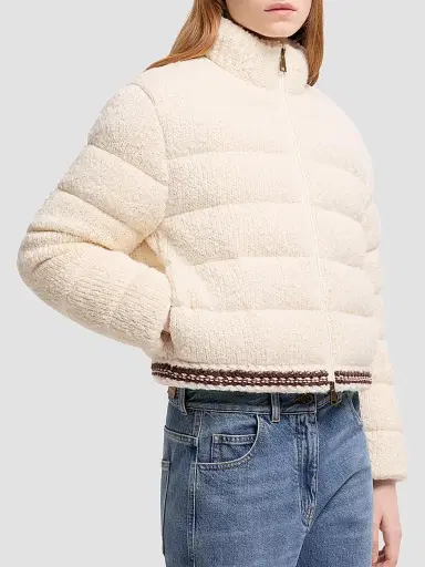 Moncler Women's Down-Filled Cardigan in Cotton - White Ivory - Size Large | Thumbnail 2