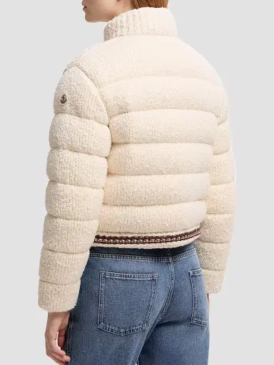 Moncler Women's Down-Filled Cardigan in Cotton - White Ivory - Size Large | Thumbnail 3