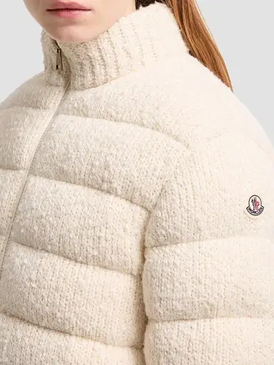 Moncler Women's Down-Filled Cardigan in Cotton - White Ivory - Size Large | Thumbnail 4