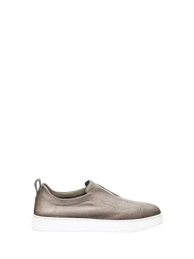 Santoni Men's Victory Logo Seta Suede Slip-On Sneakers - Beige - Size 13 | Thumbnail 1
