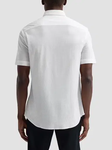 Emporio Armani Men's Tonal Textured Cotton Short-Sleeve Shirt - White - Size XXXL | Thumbnail 3
