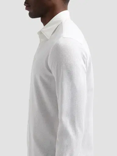 Emporio Armani Men's Diamond-Textured Cotton Jacquard Sport Shirt - White Fancy - Size XL | Thumbnail 5