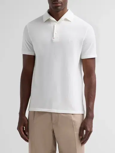 Isaia Men's Cotton Pique Polo Shirt - White - Size XXL | Thumbnail 4 Isaia Men's Cotton Pique Polo Shirt - White - Size XXL | Thumbnail 4