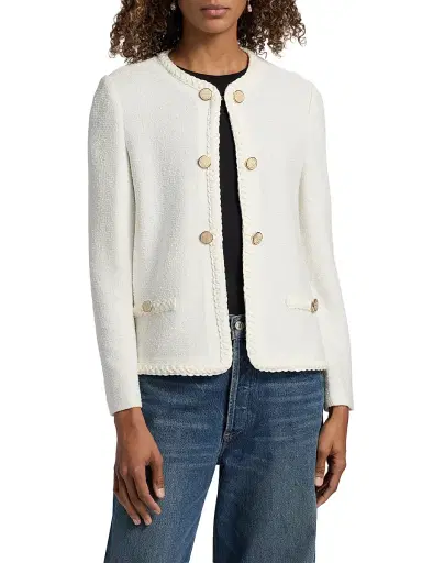 Misook Women's Braid-Trim Knit Jacket - New Ivory - Size XXL | Thumbnail 3 Misook Women's Braid-Trim Knit Jacket - New Ivory - Size XXL | Thumbnail 3