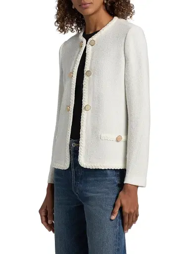 Misook Women's Braid-Trim Knit Jacket - New Ivory - Size XXL | Thumbnail 4 Misook Women's Braid-Trim Knit Jacket - New Ivory - Size XXL | Thumbnail 4