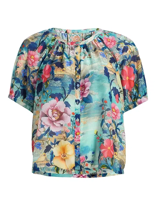 Johnny Was Women's Avah Chemis Floral Button-Front Shirt - Chemis Scarf