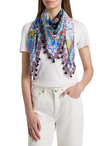 Johnny Was Women's Tiana Floral Silk Scarf - Tiana Scarf | Thumbnail 2 Johnny Was Women's Tiana Floral Silk Scarf - Tiana Scarf | Thumbnail 2