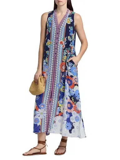 Johnny Was Women's Banksia Floral Silk Maxi Dress - Tiana Scarf | Thumbnail 2