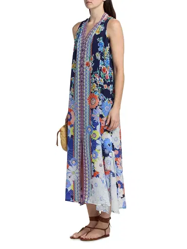 Johnny Was Women's Banksia Floral Silk Maxi Dress - Tiana Scarf | Thumbnail 4