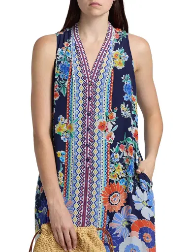 Johnny Was Women's Banksia Floral Silk Maxi Dress - Tiana Scarf | Thumbnail 6