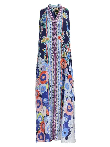Johnny Was Women's Banksia Floral Silk Maxi Dress - Tiana Scarf | Thumbnail 1