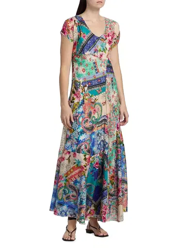 Johnny Was Women's Patchwork Silk Maxi Dress - Evie - Size XL | Thumbnail 4 Johnny Was Women's Patchwork Silk Maxi Dress - Evie - Size XL | Thumbnail 4