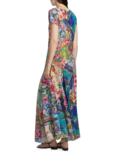 Johnny Was Women's Patchwork Silk Maxi Dress - Evie - Size XL | Thumbnail 5 Johnny Was Women's Patchwork Silk Maxi Dress - Evie - Size XL | Thumbnail 5