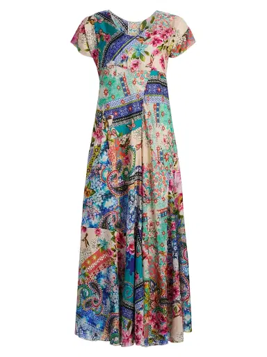 Johnny Was Women's Patchwork Silk Maxi Dress - Evie - Size XL | Thumbnail 1 Johnny Was Women's Patchwork Silk Maxi Dress - Evie - Size XL | Thumbnail 1
