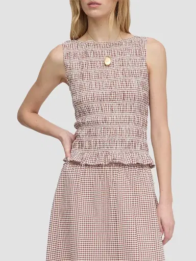 Hill House Home Women's The Phoebe Nap Top - Cognac Gingham - Size XXL | Thumbnail 6 Hill House Home Women's The Phoebe Nap Top - Cognac Gingham - Size XXL | Thumbnail 6