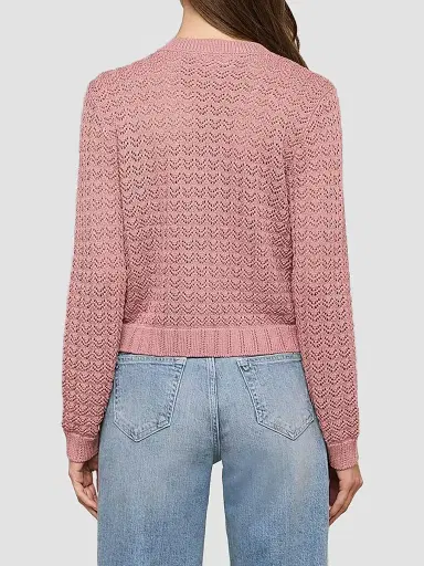 L'Agence Women's Orla Pointelle-Knit Crop Cardigan - Lilas - Size XL | Thumbnail 3 L'Agence Women's Orla Pointelle-Knit Crop Cardigan - Lilas - Size XL | Thumbnail 3