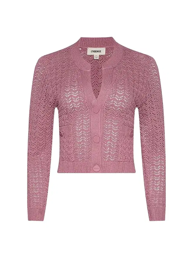 Women's Orla Pointelle-Knit Crop Cardigan - Lilas