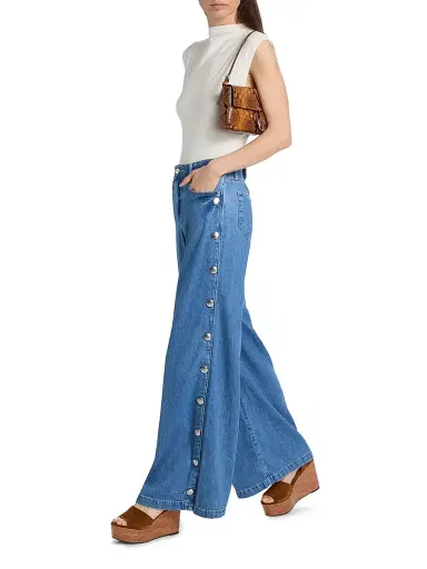 L'Agence Women's Jennings Side-Snap High-Rise Wide-Leg Jeans | Thumbnail 2
