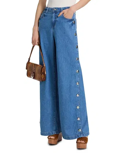 L'Agence Women's Jennings Side-Snap High-Rise Wide-Leg Jeans | Thumbnail 3