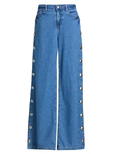 L'Agence Women's Jennings Side-Snap High-Rise Wide-Leg Jeans | Thumbnail 1