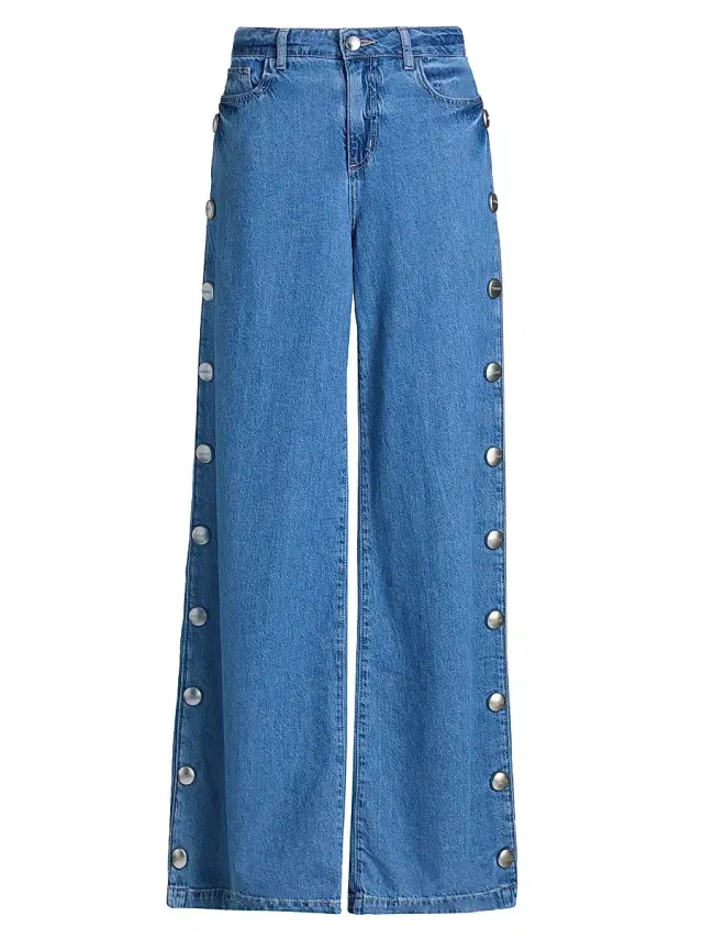L'AGENCE Women's Jennings Side-Snap High-Rise Wide-Leg Jeans - Torsten