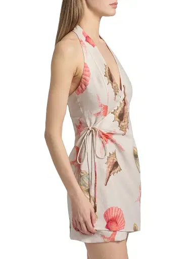 Amur Women's Quinley Printed Halterneck Wrap Mini Dress | Thumbnail 4 Amur Women's Quinley Printed Halterneck Wrap Mini Dress | Thumbnail 4