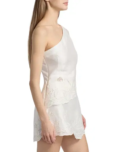Amur Women's Olive Embroidered One-Shoulder Top | Thumbnail 4