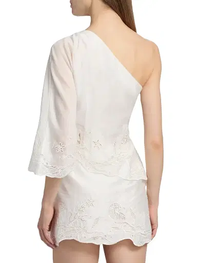 Amur Women's Olive Embroidered One-Shoulder Top | Thumbnail 5
