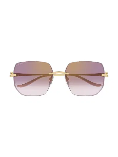 Cartier Women's Panthère Classic 57MM Square Sunglasses - Gold Pink | Thumbnail 2