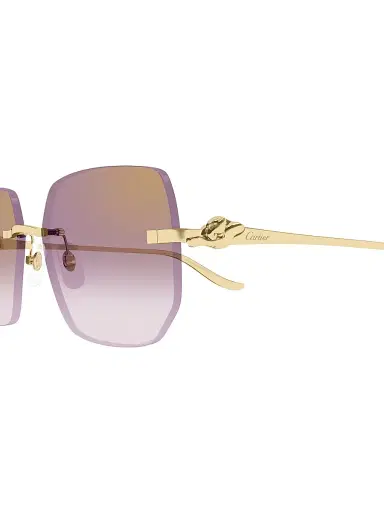 Cartier Women's Panthère Classic 57MM Square Sunglasses - Gold Pink | Thumbnail 3