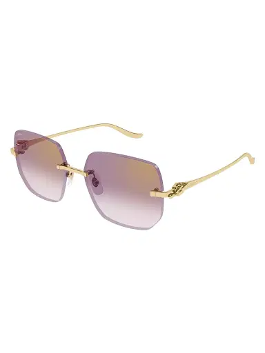 Cartier Women's Panthère Classic 57MM Square Sunglasses - Gold Pink | Thumbnail 1