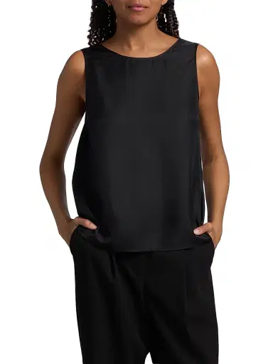 Loulou de Saison Women's Gema Draped Silk Open-Back Top - Black | Thumbnail 3
