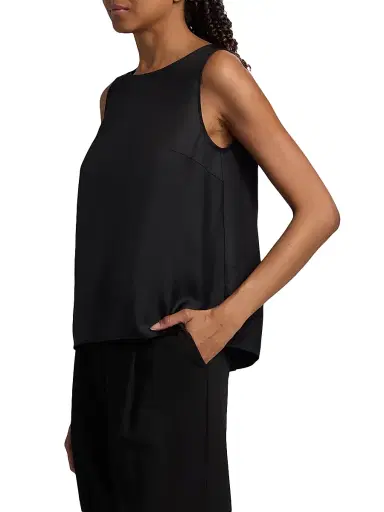Loulou de Saison Women's Gema Draped Silk Open-Back Top - Black | Thumbnail 4