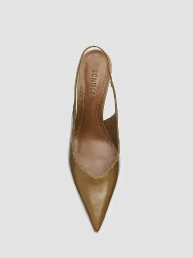 Schutz Women's Lexi 90MM Leather Slingback Pumps - Dried Olive | Thumbnail 3 Schutz Women's Lexi 90MM Leather Slingback Pumps - Dried Olive | Thumbnail 3