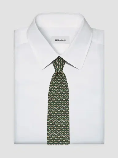 Ferragamo Men's Fox Print Silk Tie | Thumbnail 2