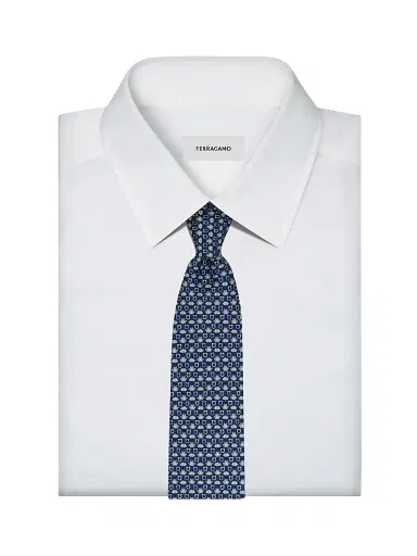 Ferragamo Men's Frog Print Silk Tie | Thumbnail 2