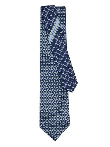 Ferragamo Men's Frog Print Silk Tie | Thumbnail 3